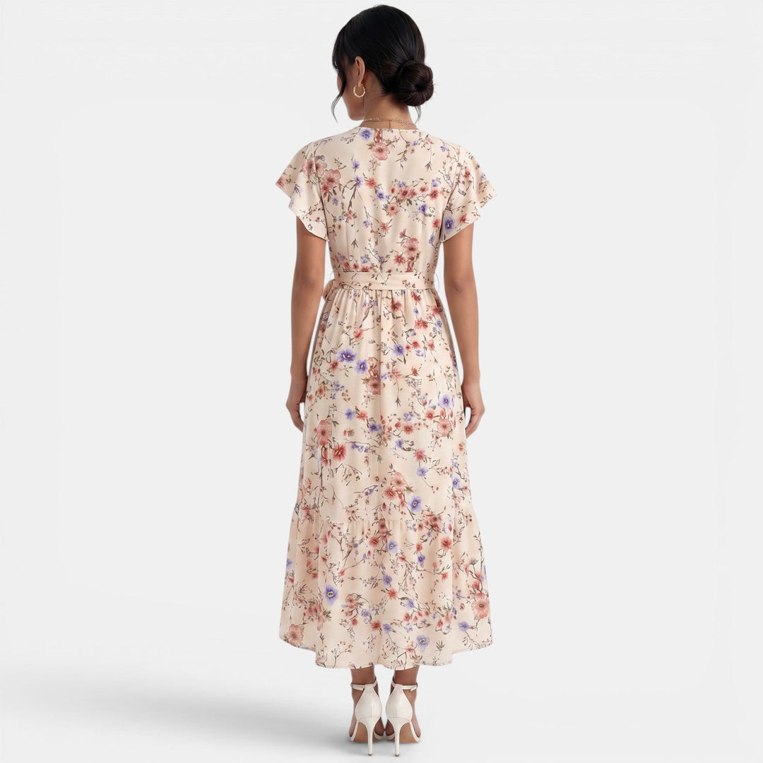 Vestido Largo Mujer Beige Boho Floral