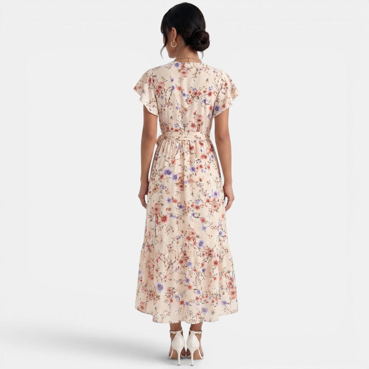 Vestido Largo Mujer Beige Boho Floral