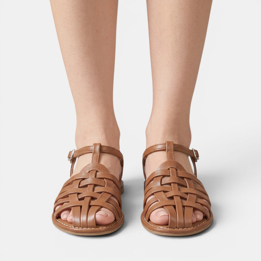 Sandalias Mujer Pescador Piel Trenzadas