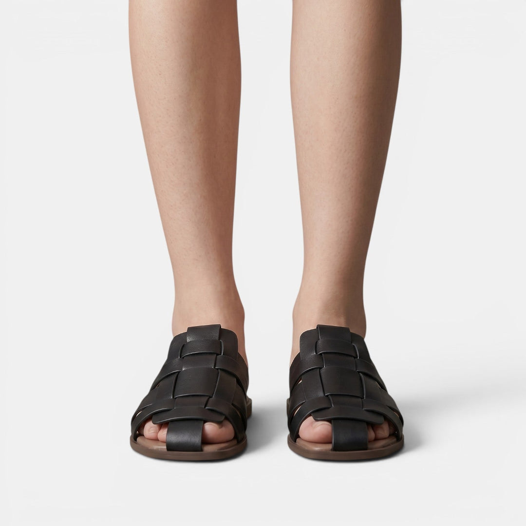 Sandalias Mules Slides Mujer Piel Negra