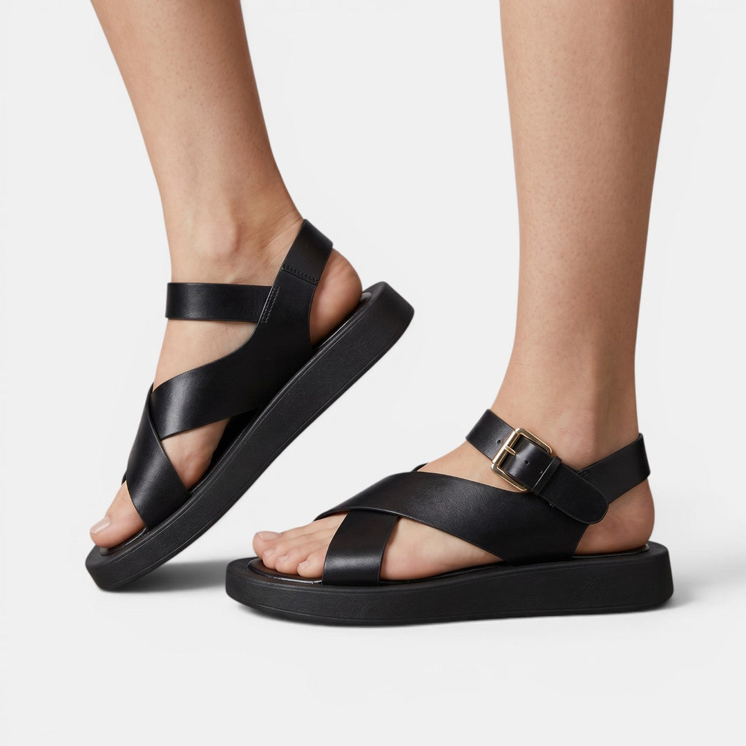 Sandalias Plataforma Mujer Piel Cruzadas