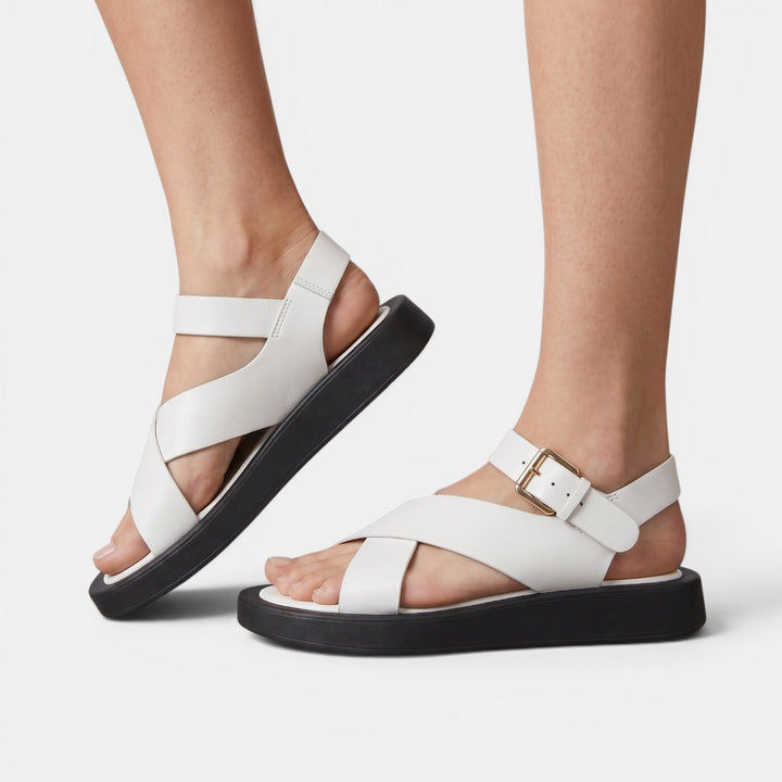 Sandalias Plataforma Mujer Piel Cruzadas