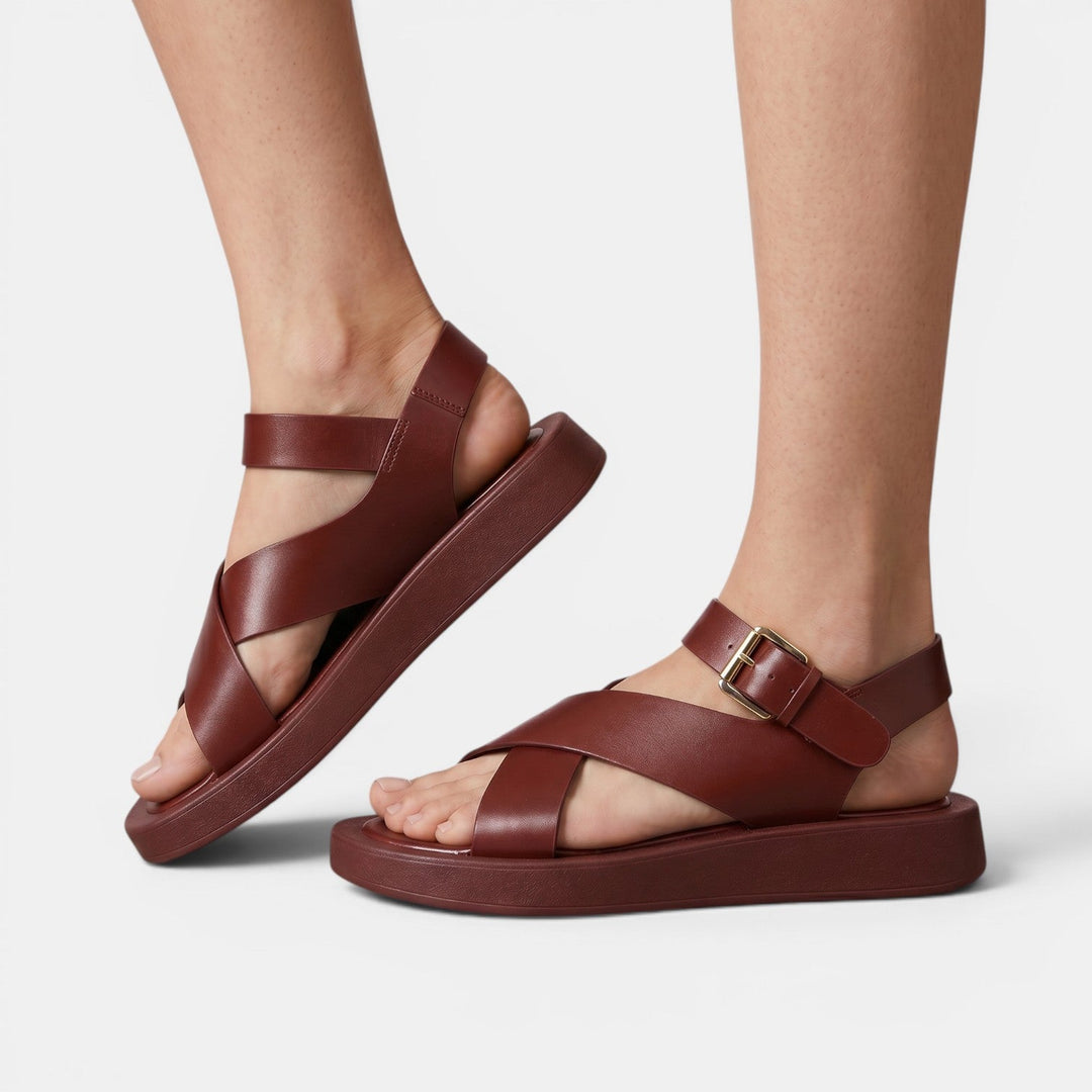 Sandalias Plataforma Mujer Piel Cruzadas