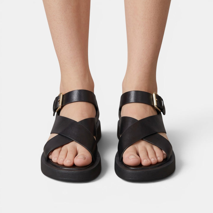 Sandalias Plataforma Mujer Piel Cruzadas