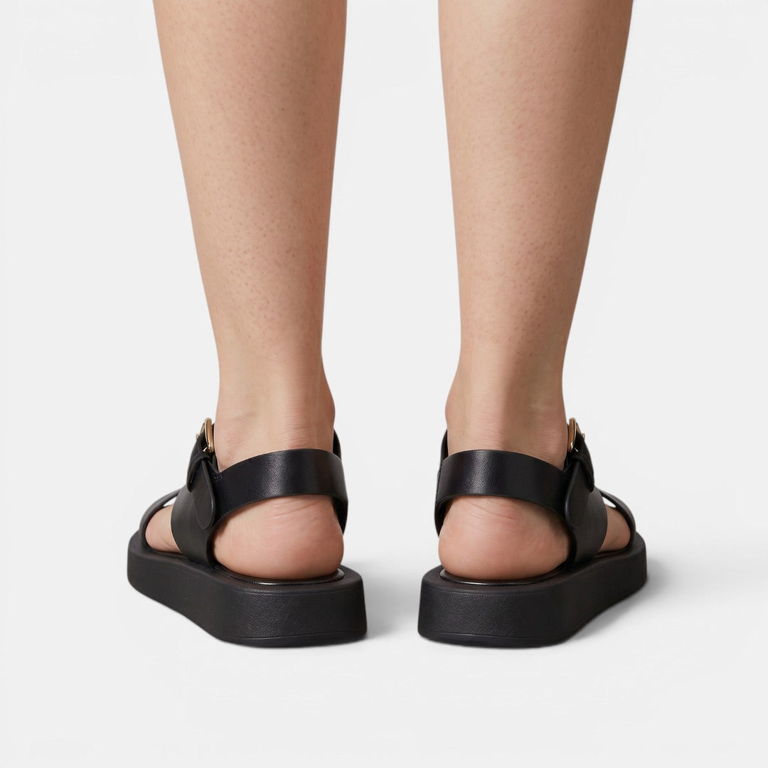 Sandalias Plataforma Mujer Piel Cruzadas