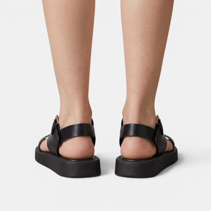 Sandalias Plataforma Mujer Piel Cruzadas