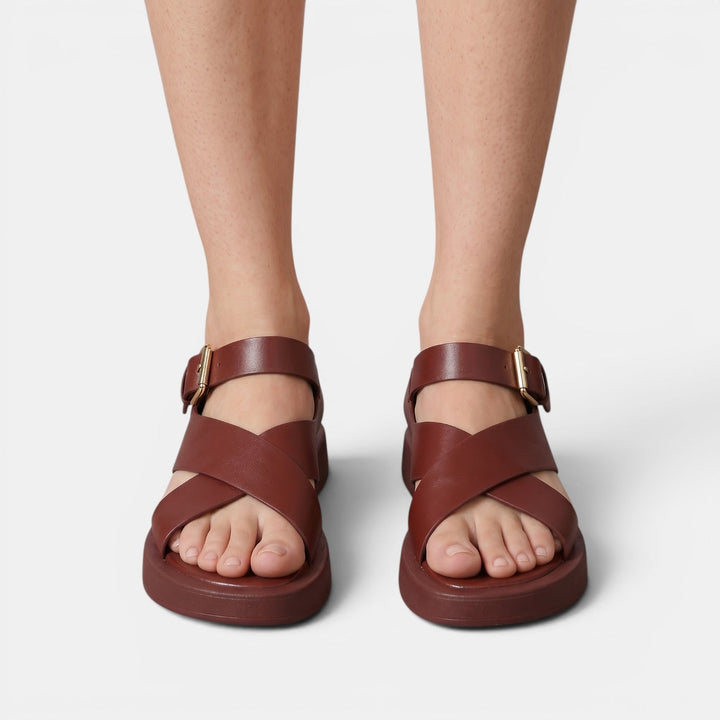 Sandalias Plataforma Mujer Piel Cruzadas