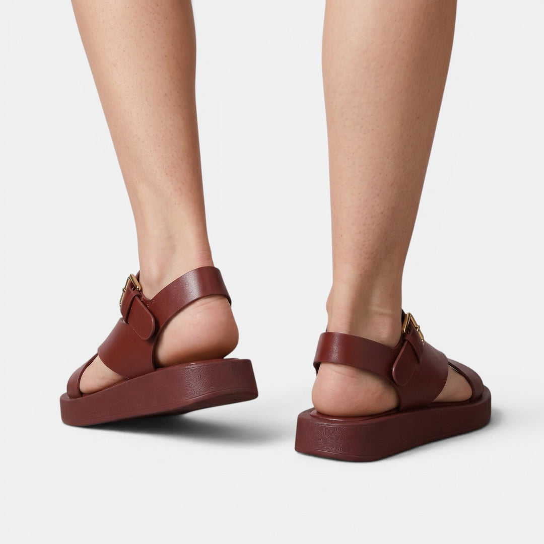 Sandalias Plataforma Mujer Piel Cruzadas