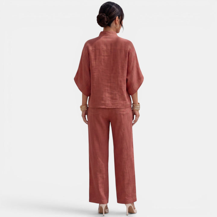 Conjunto Lino Mujer Verano Manga Corta