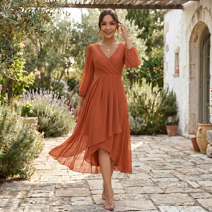 Vestido Midi Mujer Escote V