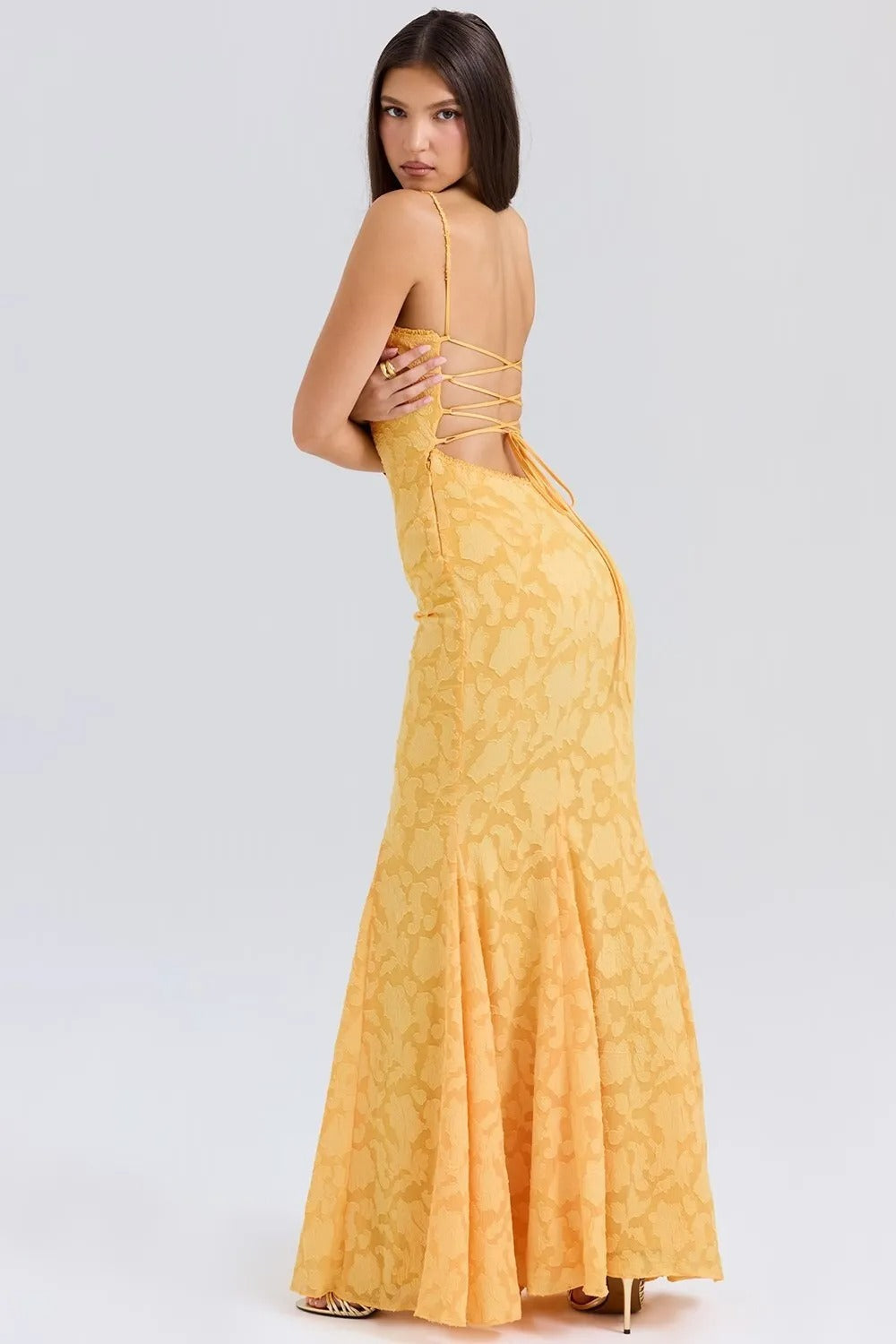 Vestido largo mujer tirantes encaje efecto sirena elegante - Aurélie