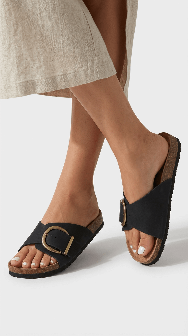 Sandalias deslizantes con hebilla