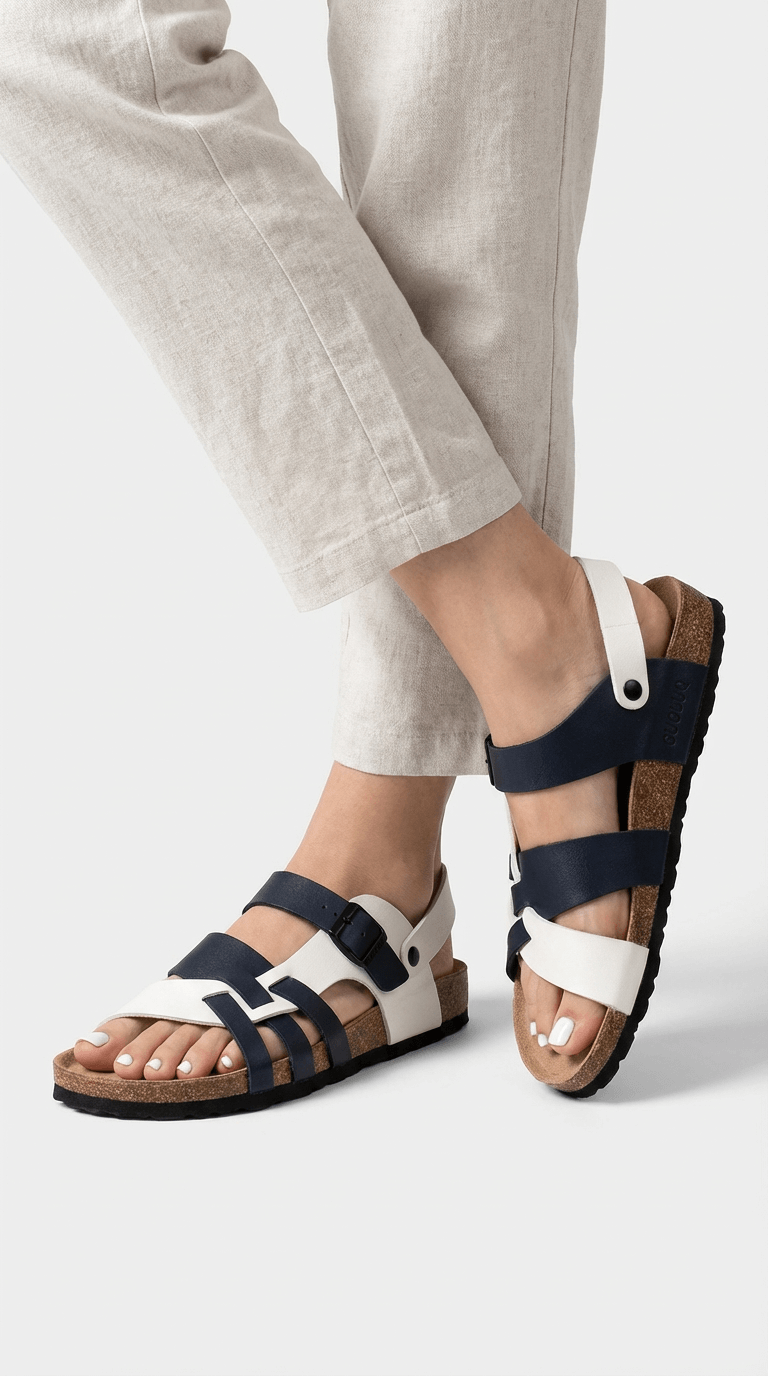Sandalias con hebilla y tiras