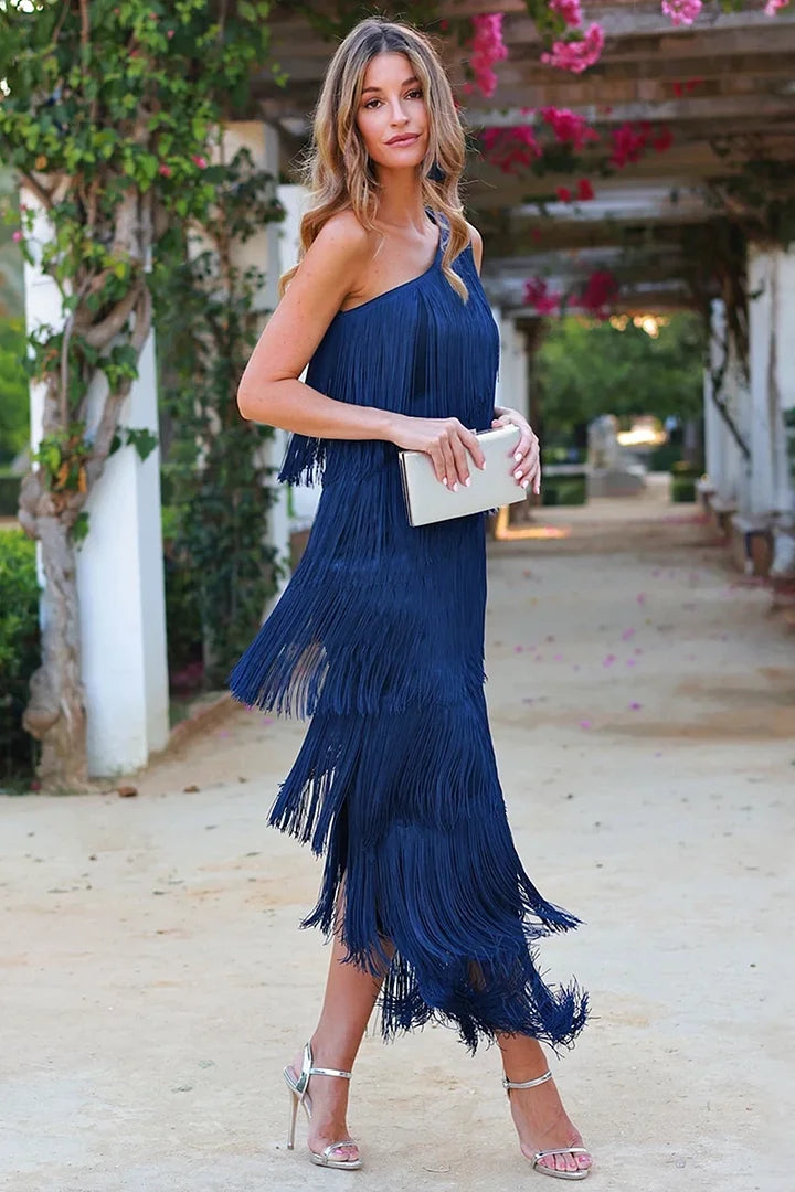 Vestido multicapa con borlas para mujer - Eliza