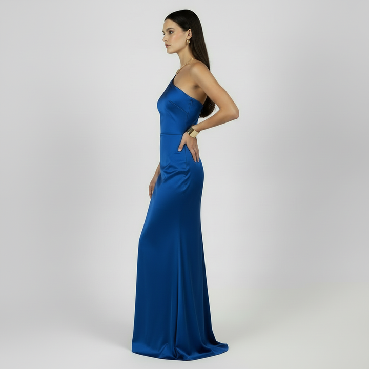 Vestido Largo Asimétrico Mujer de un Hombro - Sin Mangas