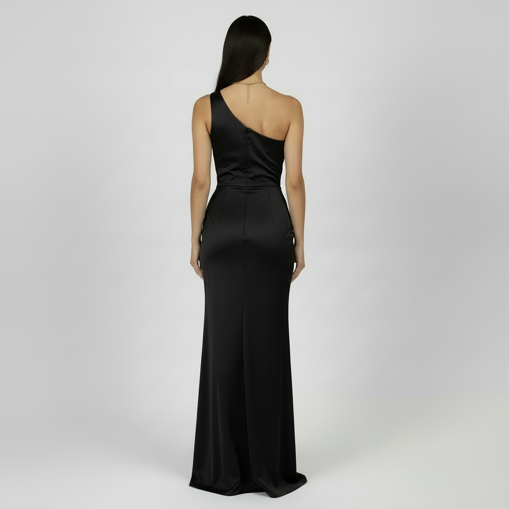 Vestido Largo Asimétrico Mujer de un Hombro - Sin Mangas