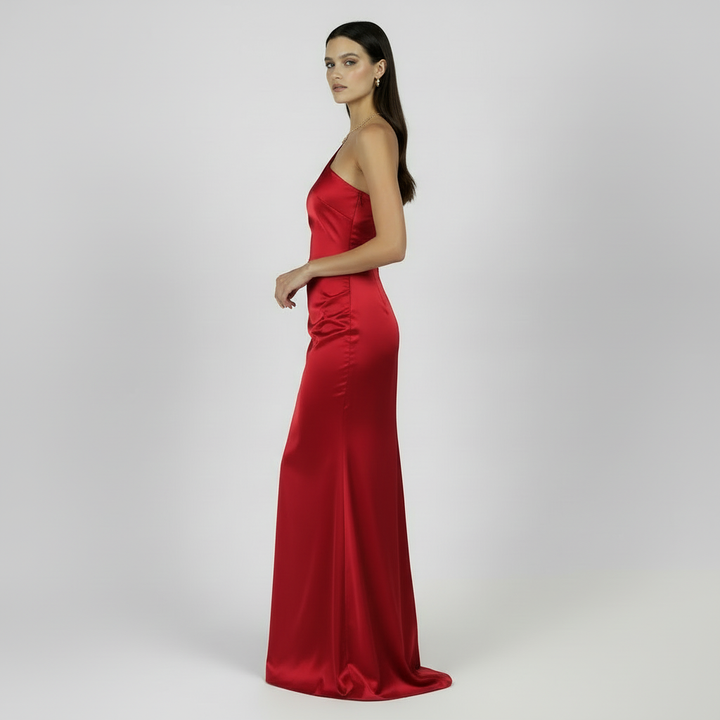 Vestido Largo Asimétrico Mujer de un Hombro - Sin Mangas