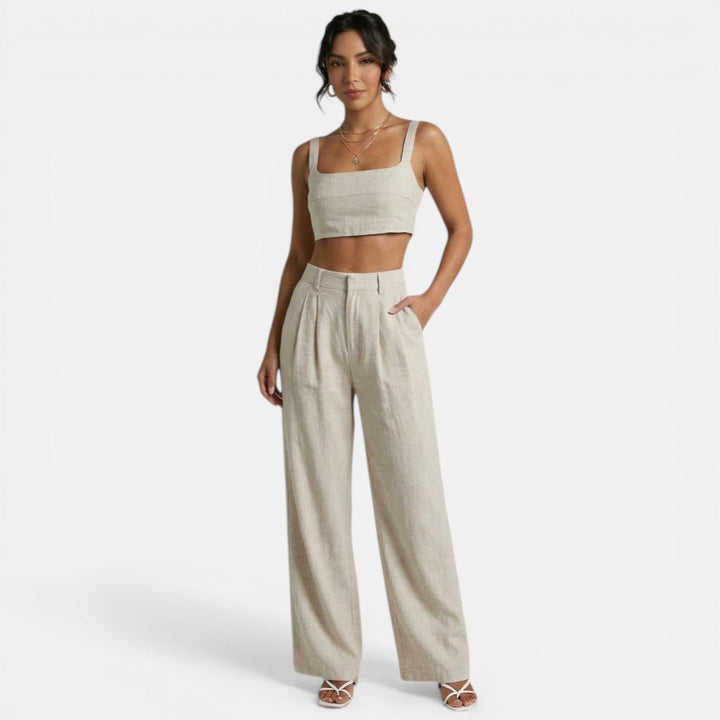 Conjunto Mujer Caqui Lino