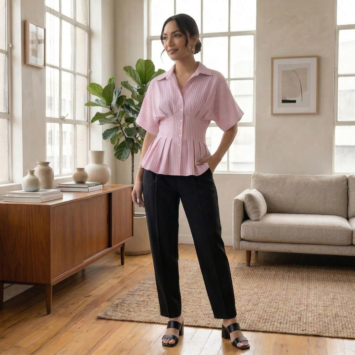 Top Plisado Mujer Elegante