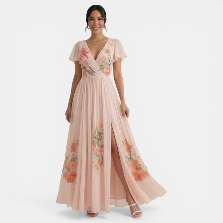 Vestido Maxi Floral Mujer Cuello V