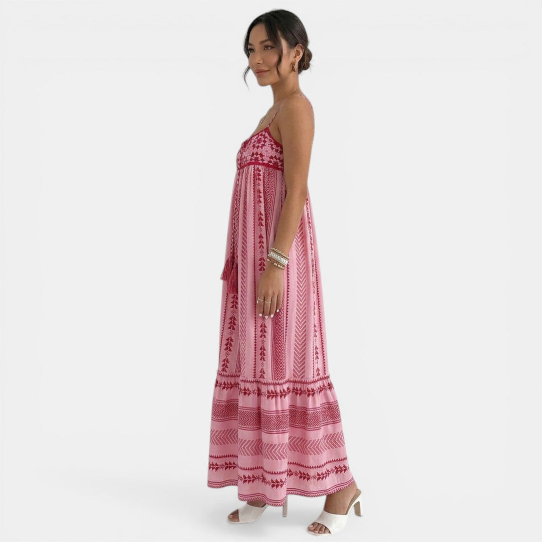 Vestido Maxi Crochet Mujer Rosa