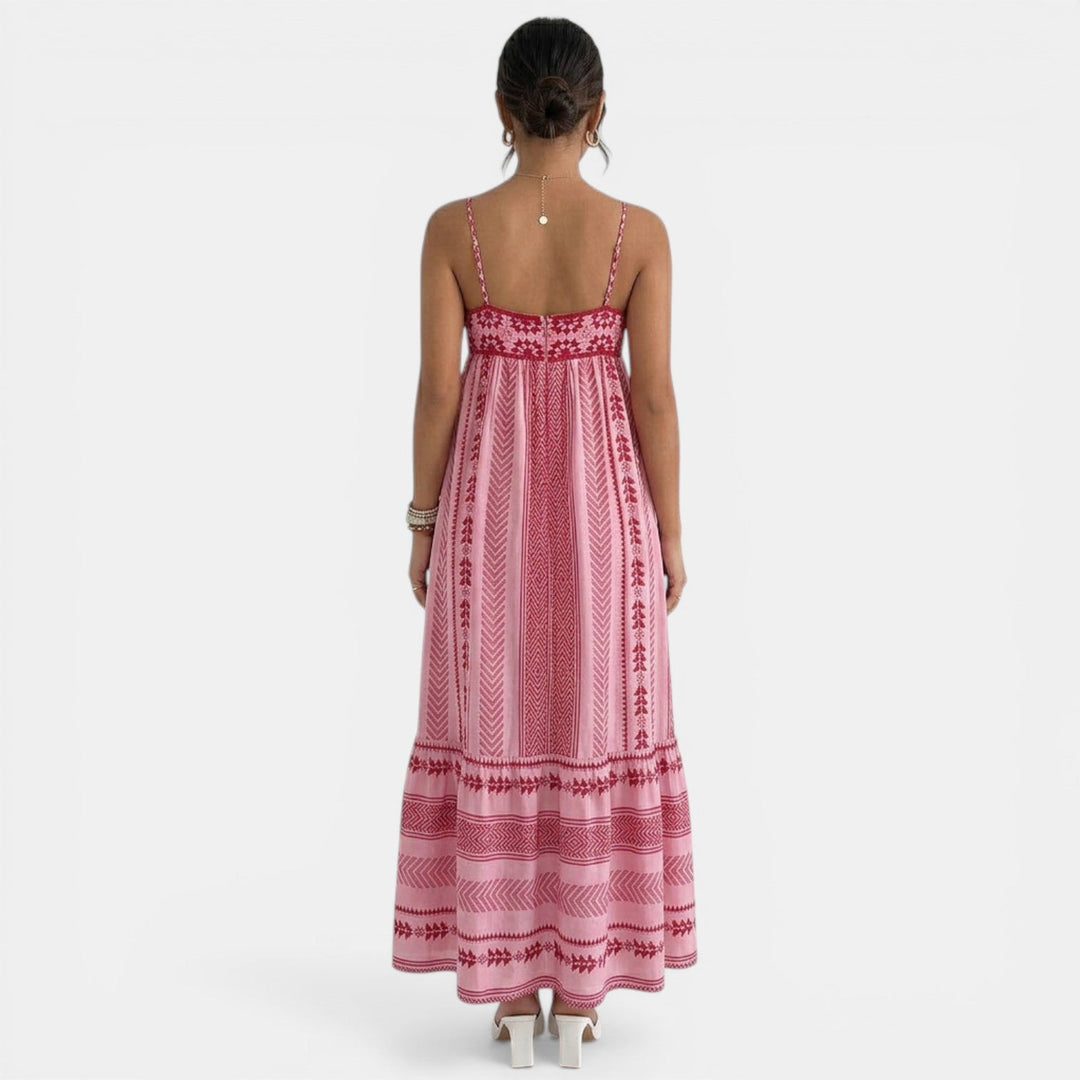 Vestido Maxi Crochet Mujer Rosa