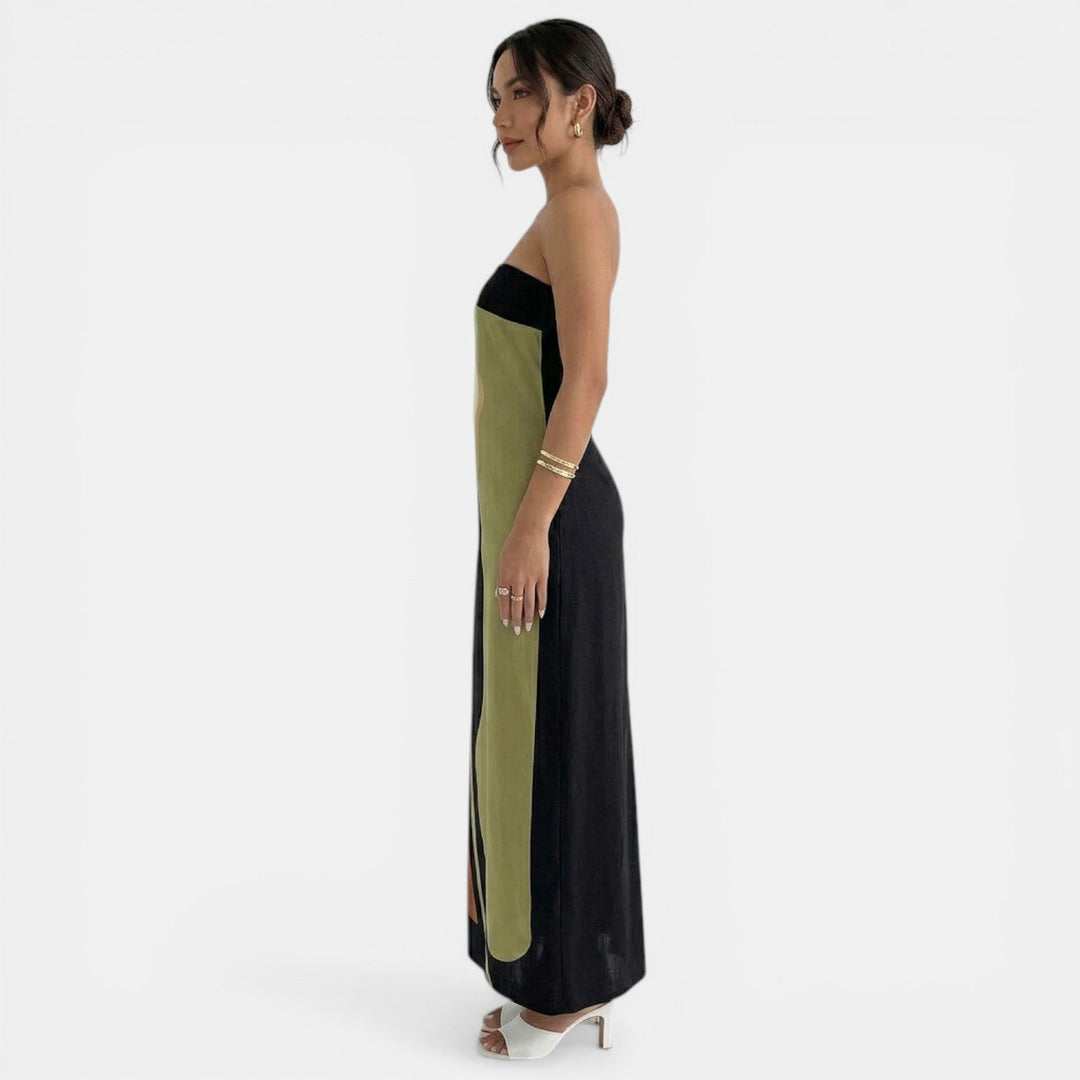 Vestido Maxi Floral Strapless Verano