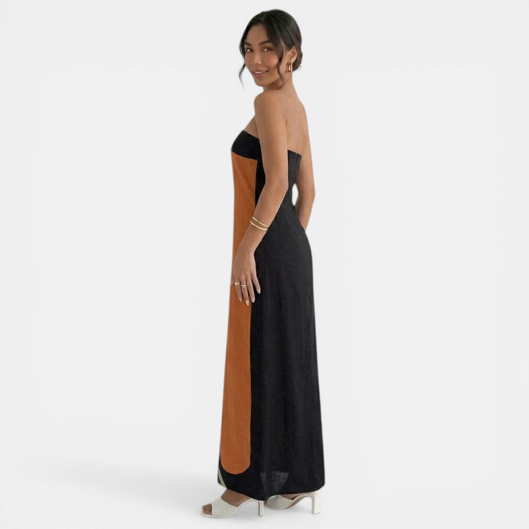 Vestido Maxi Floral Strapless Verano