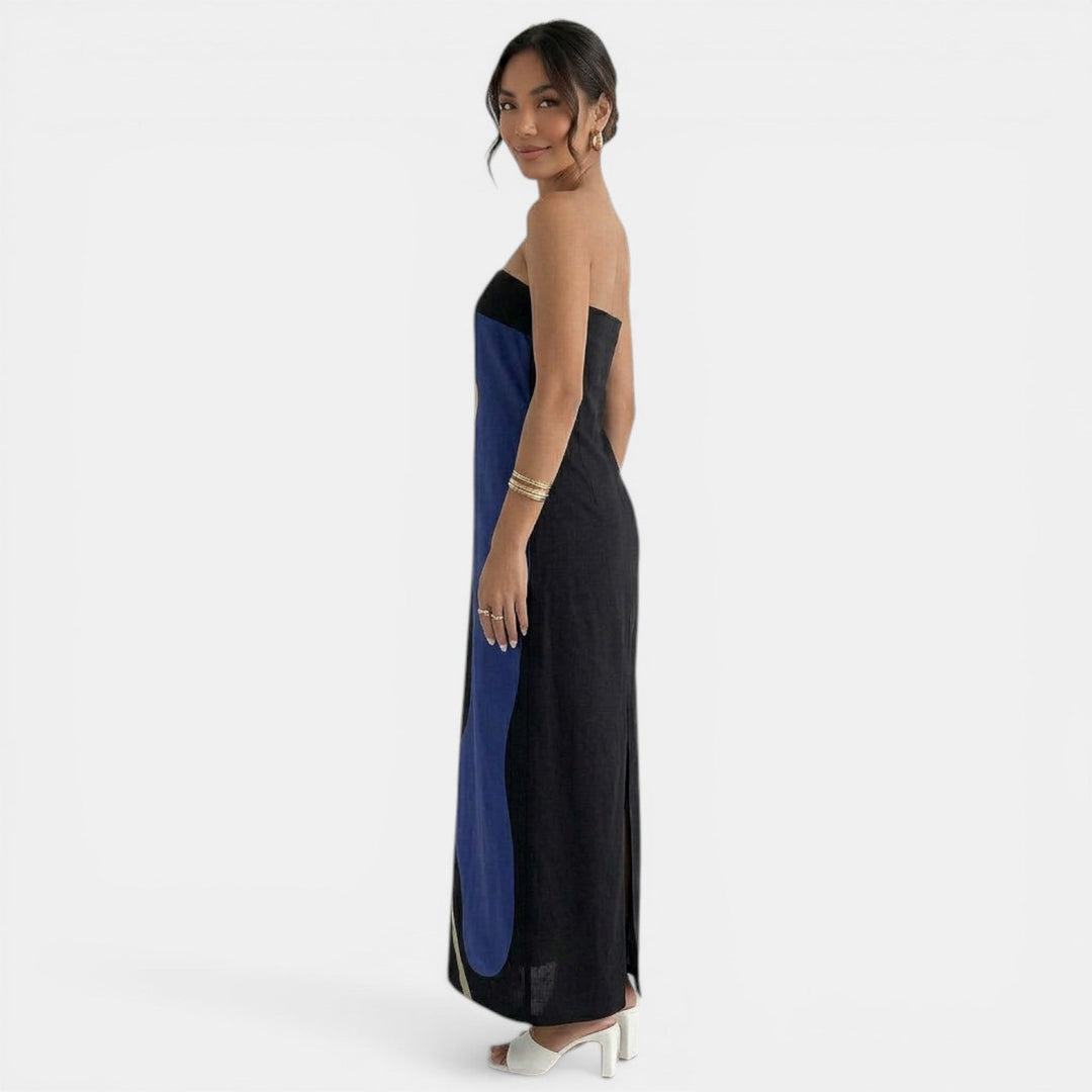 Vestido Maxi Floral Strapless Verano