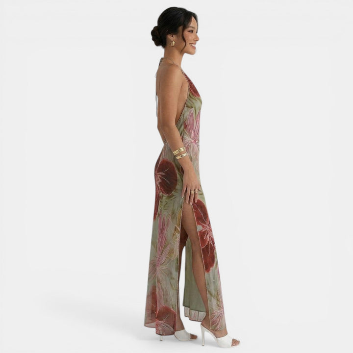 Vestido Maxi Floral Transparente