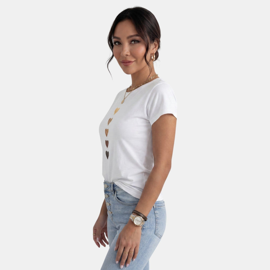 Camiseta Blanca Mujer Estampada Verano
