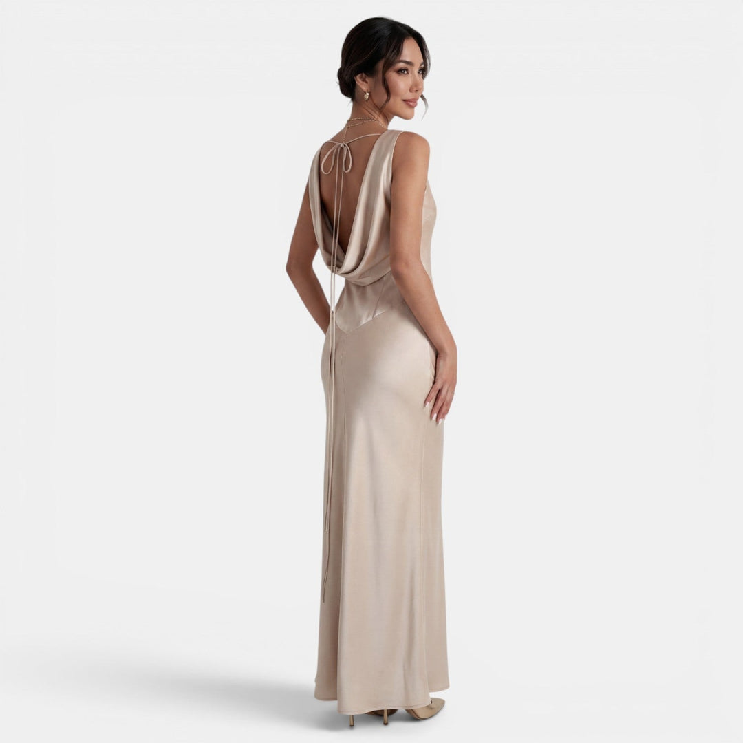 Vestido Largo Satinado Mujer Elegante