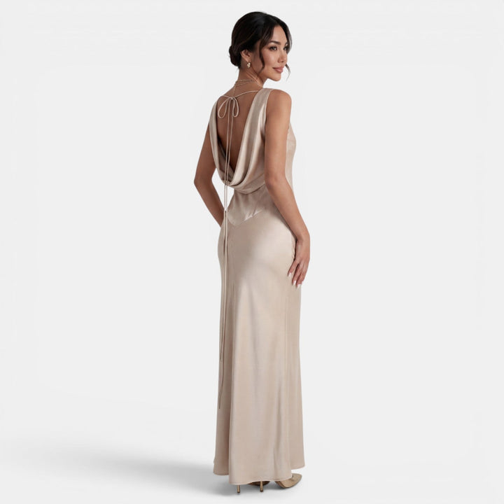 Vestido Largo Satinado Mujer Elegante