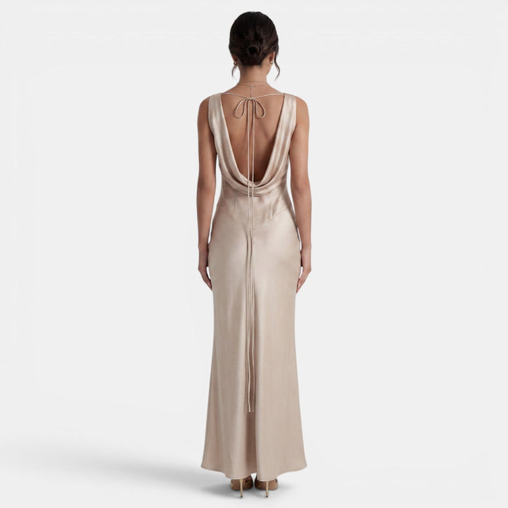 Vestido Largo Satinado Mujer Elegante