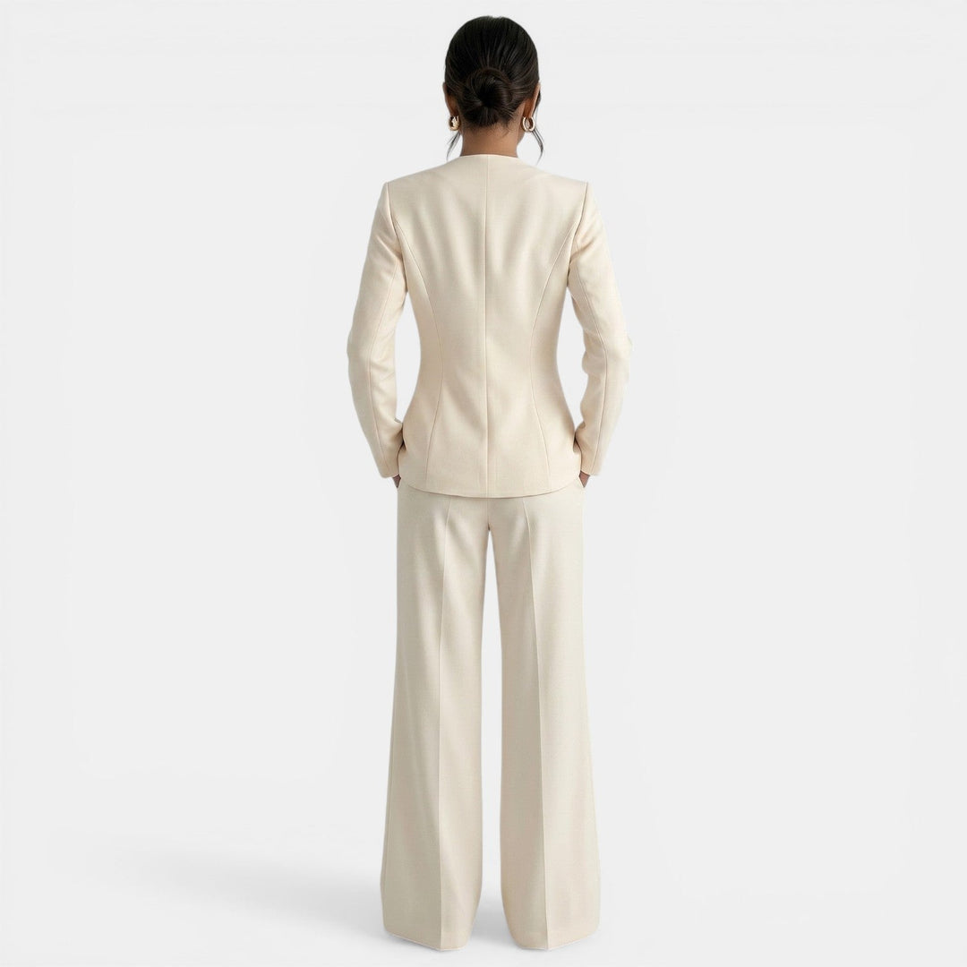 Traje Mujer Blanco Blazer Pantalón