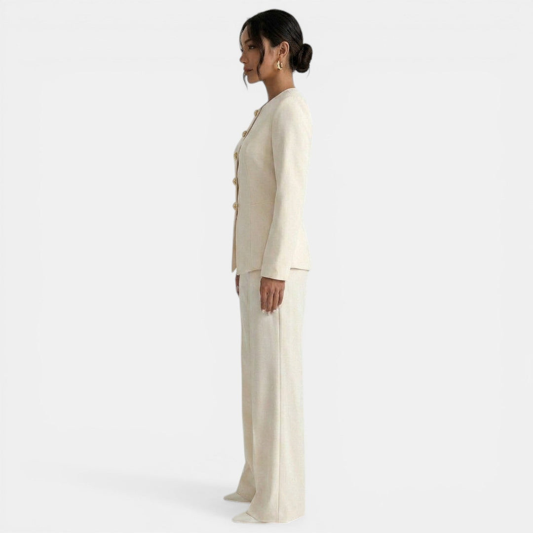 Traje Mujer Blanco Blazer Pantalón