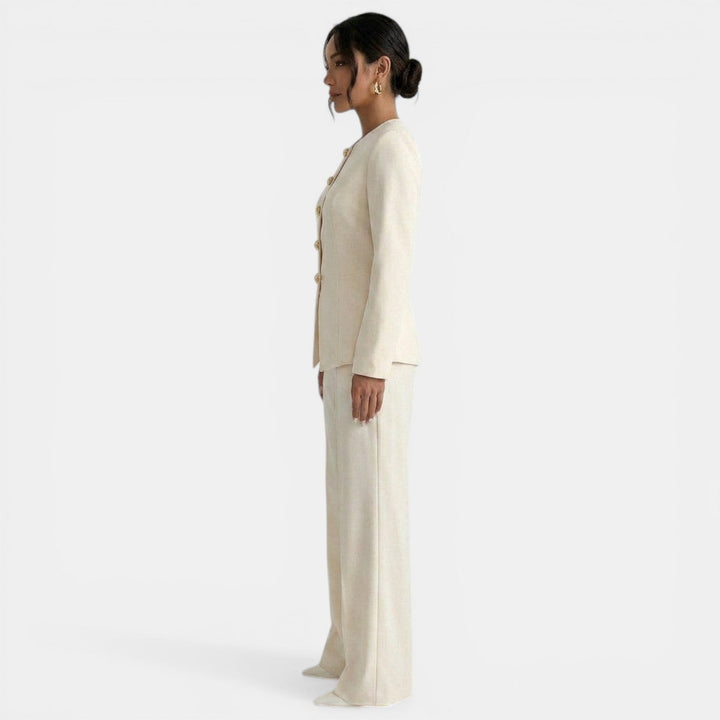 Traje Mujer Blanco Blazer Pantalón