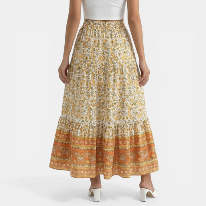 Falda Larga Boho Encaje Floral