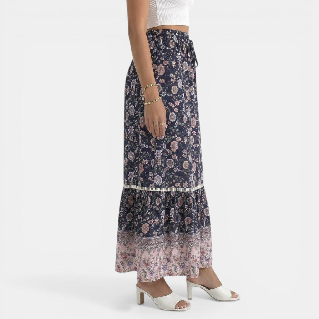 Falda Larga Boho Encaje Floral