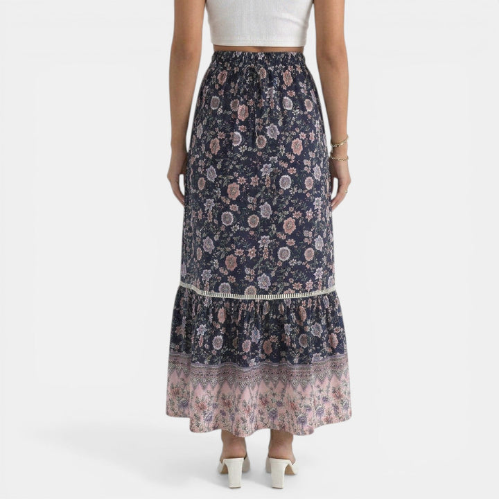 Falda Larga Boho Encaje Floral