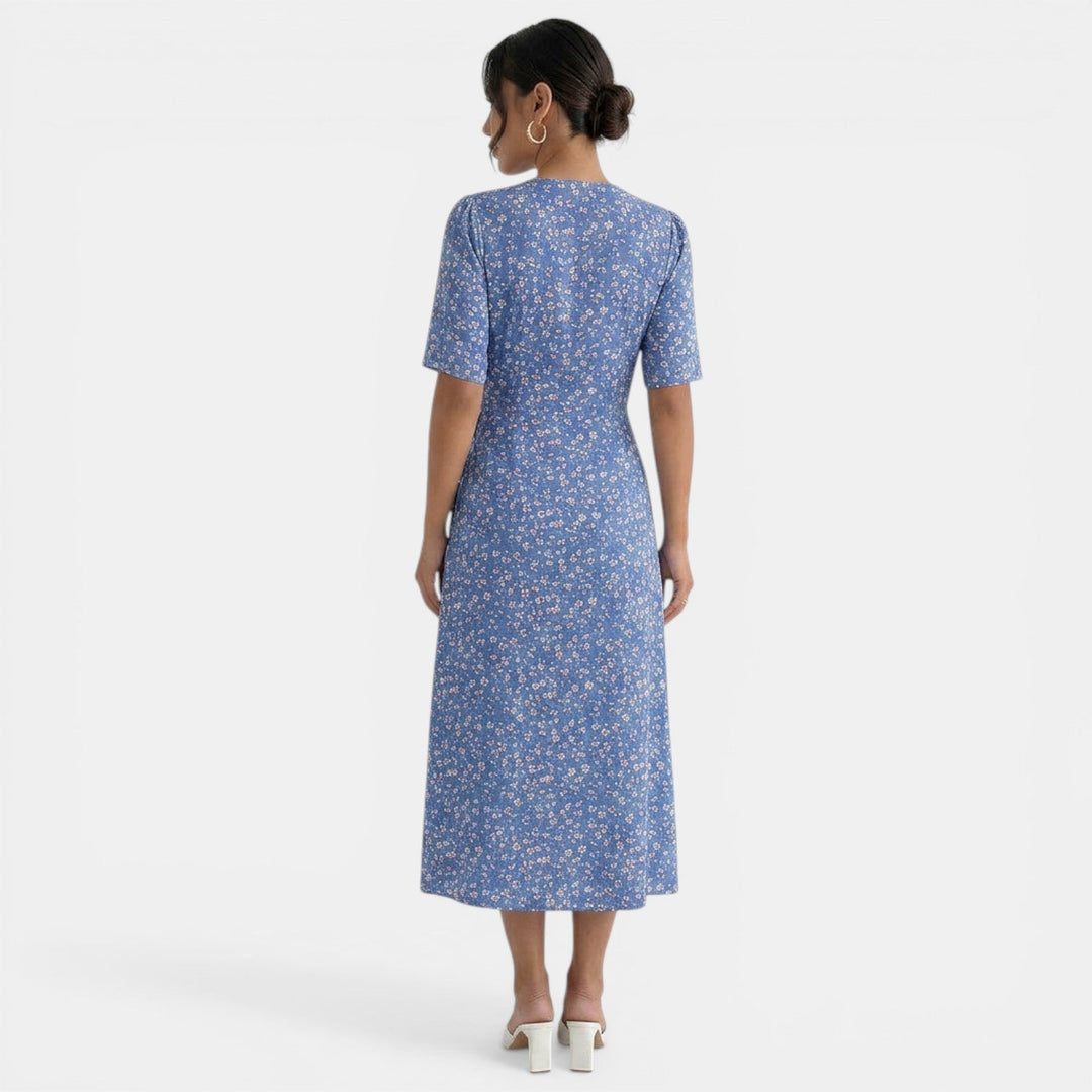 Vestido Midi Floral Azul