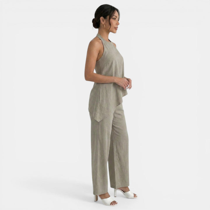 Conjunto Mujer Halter Gris Verano