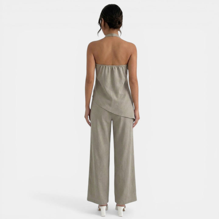 Conjunto Mujer Halter Gris Verano