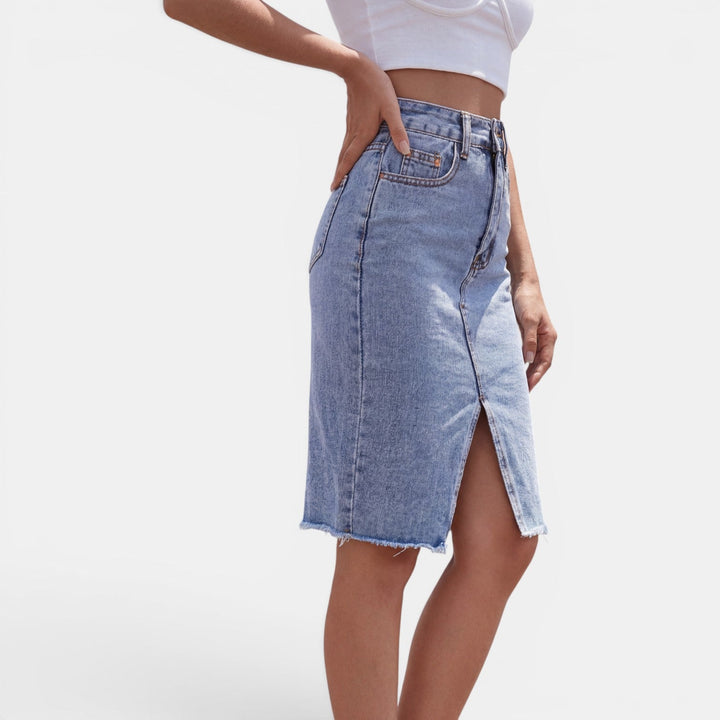 Falda Midi Vaquera Mujer Cintura Alta