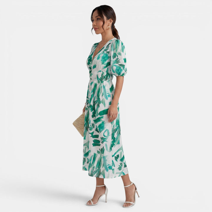 Vestido Midi Floral Mujer Cuello V