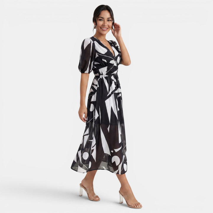 Vestido Midi Floral Mujer Cuello V
