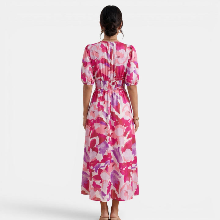 Vestido Midi Floral Mujer Cuello V