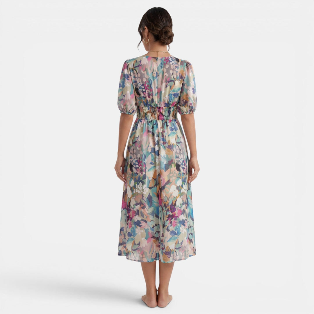 Vestido Midi Floral Mujer Cuello V