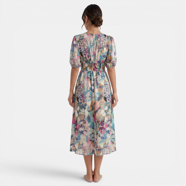 Vestido Midi Floral Mujer Cuello V