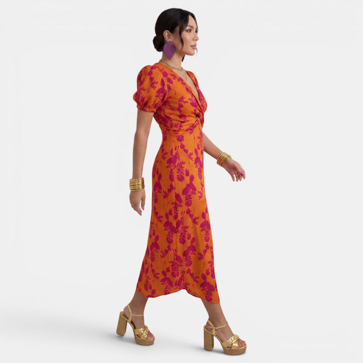 Vestido Largo Verano Mujer Floral Cuello V